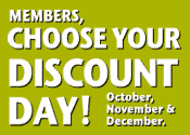 Text 'Members, choose your discount - October, November and December.