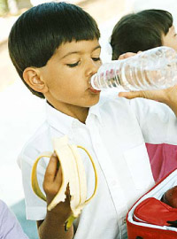 Boy drinking water