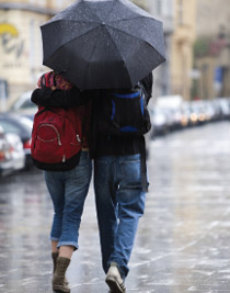 walking umbrella rain