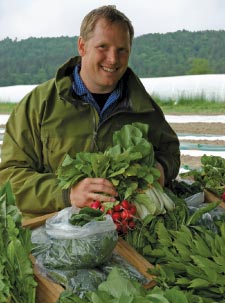 man holding produce