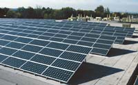 Solar panels mounted on the Kettle Foods roof.