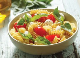 pasta basil tomatoes spirals