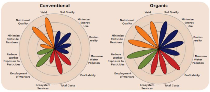 Conventional versus organic chart