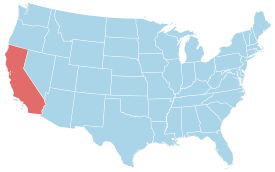 Map of USA with California highlighted