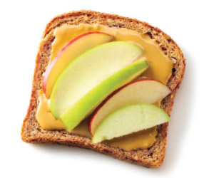 tahini sliced apple sandwich