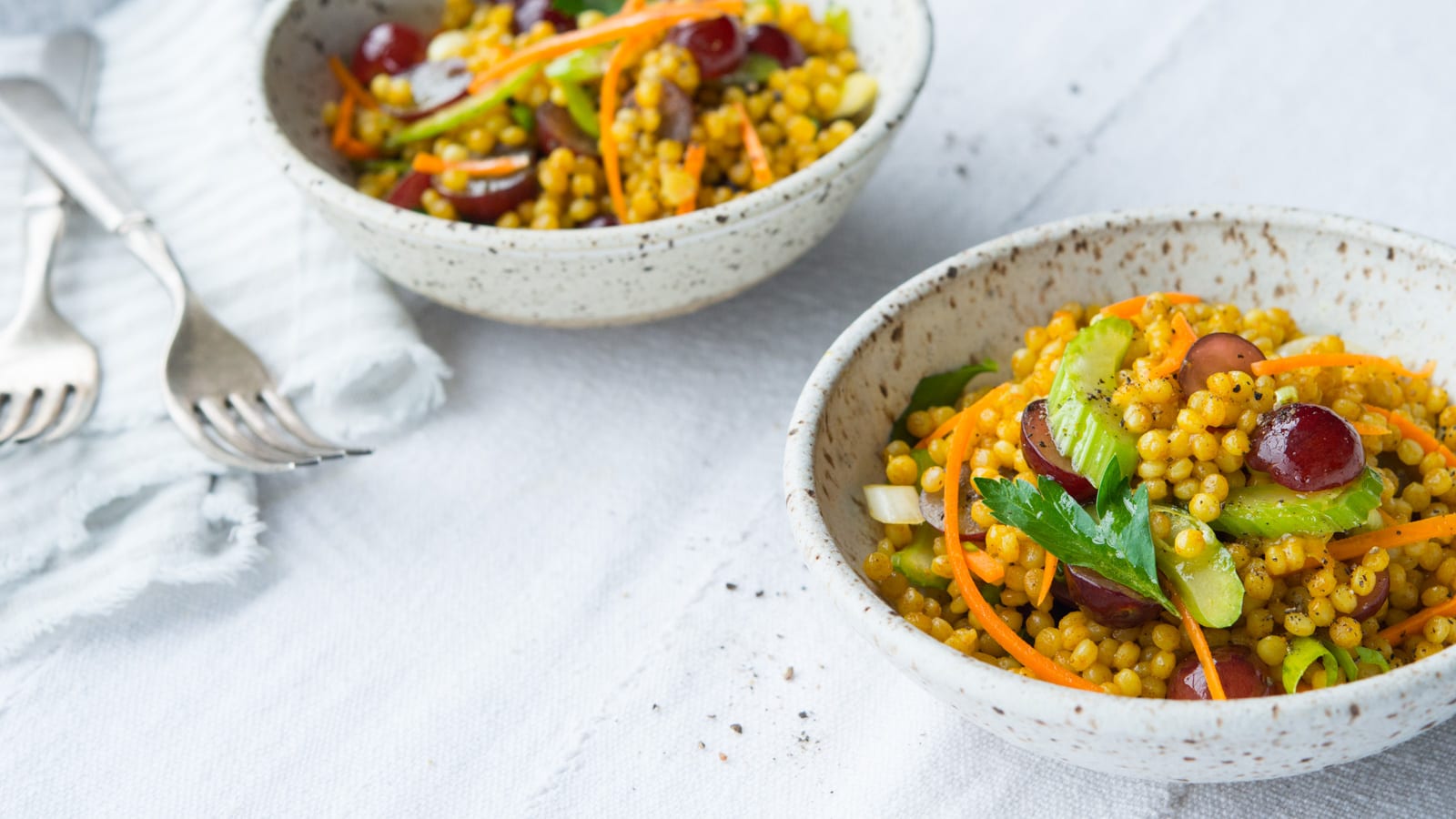 Israeli Couscous Salad with Grapes