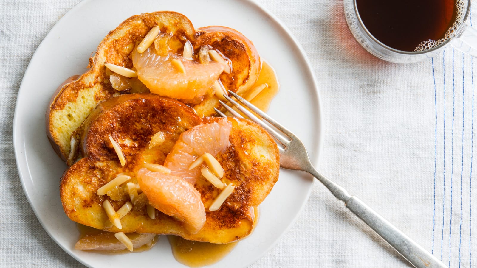 French Toast with Maple-Ginger Pink Grapefruit