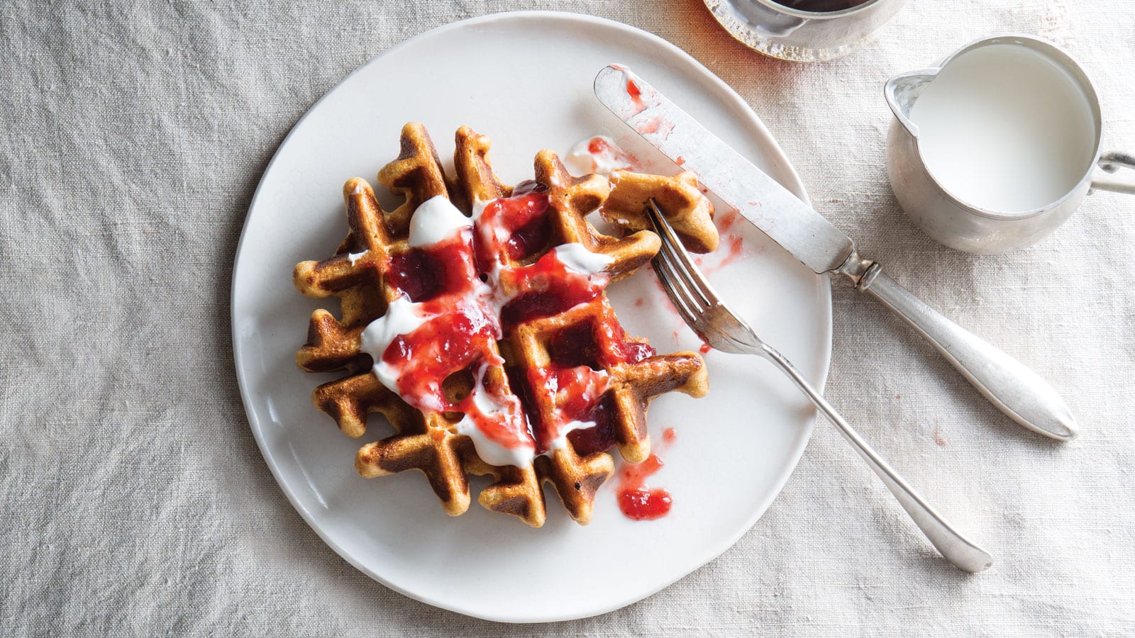 gingerbread waffles on breakfast table