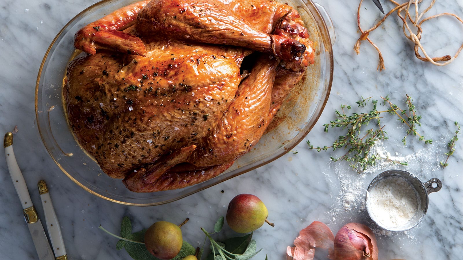 Roasted turkey and ingredients