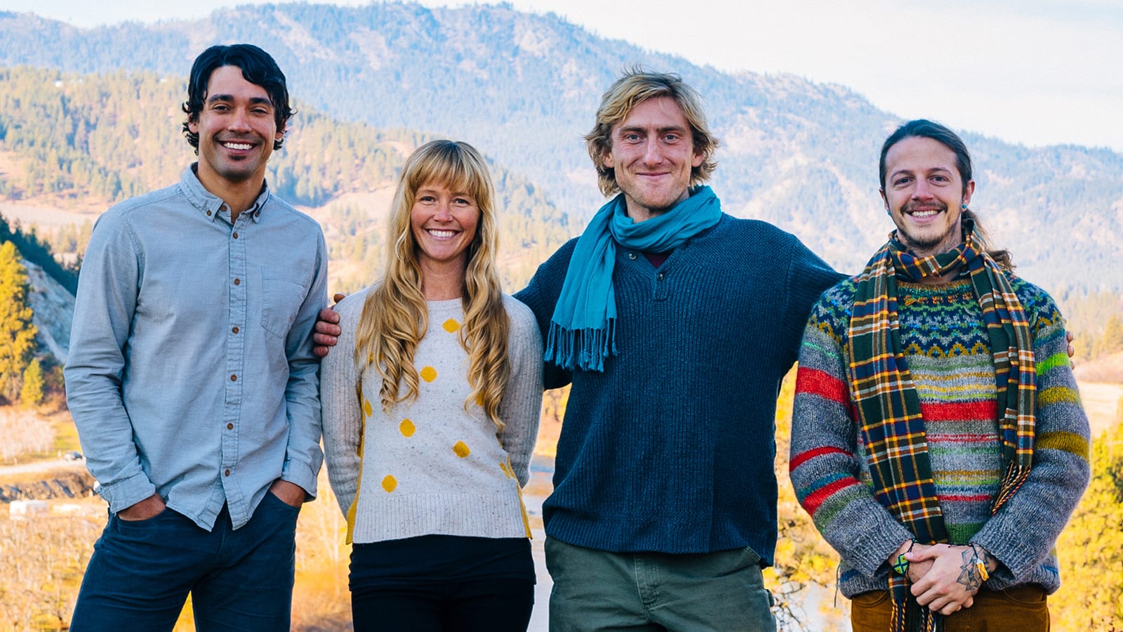 Huney Jun founders (l-r) Beau Carrillo, Molly Hemler, Ben Erdmann, and Matty Van Biene pose near their Leavenworth brewery.