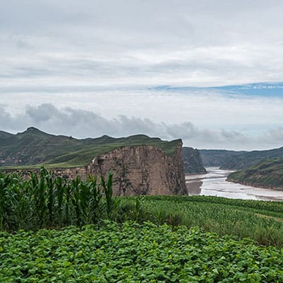 Beautiful green landscape, Yellow river in Taiji bay. 
