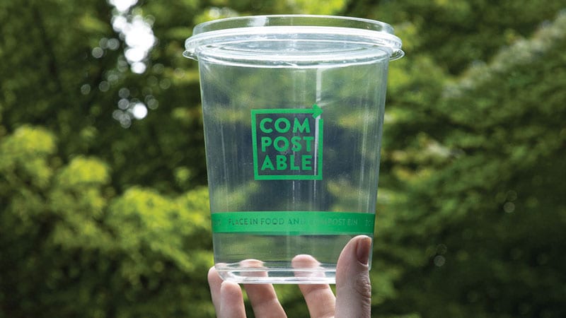 PCC's new compostable containers.