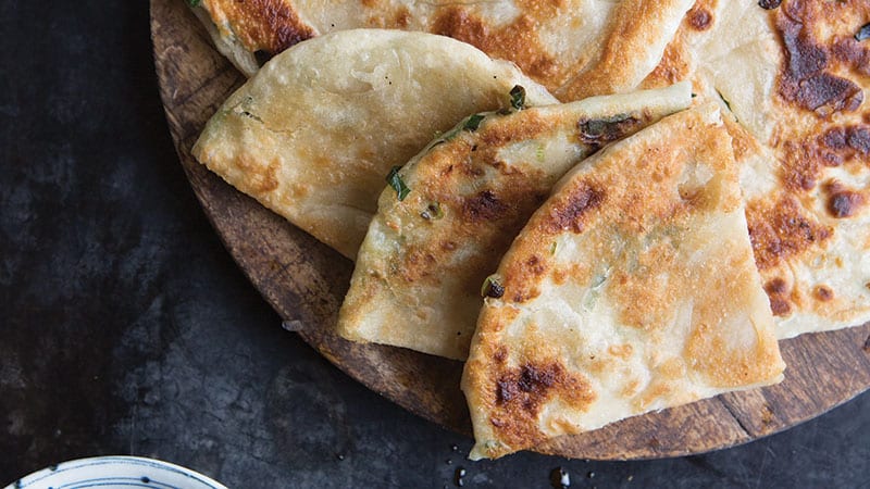 Scallion pancakes beautifully arranged. Photo credit: Clare Barboza/Sasquatch Books.