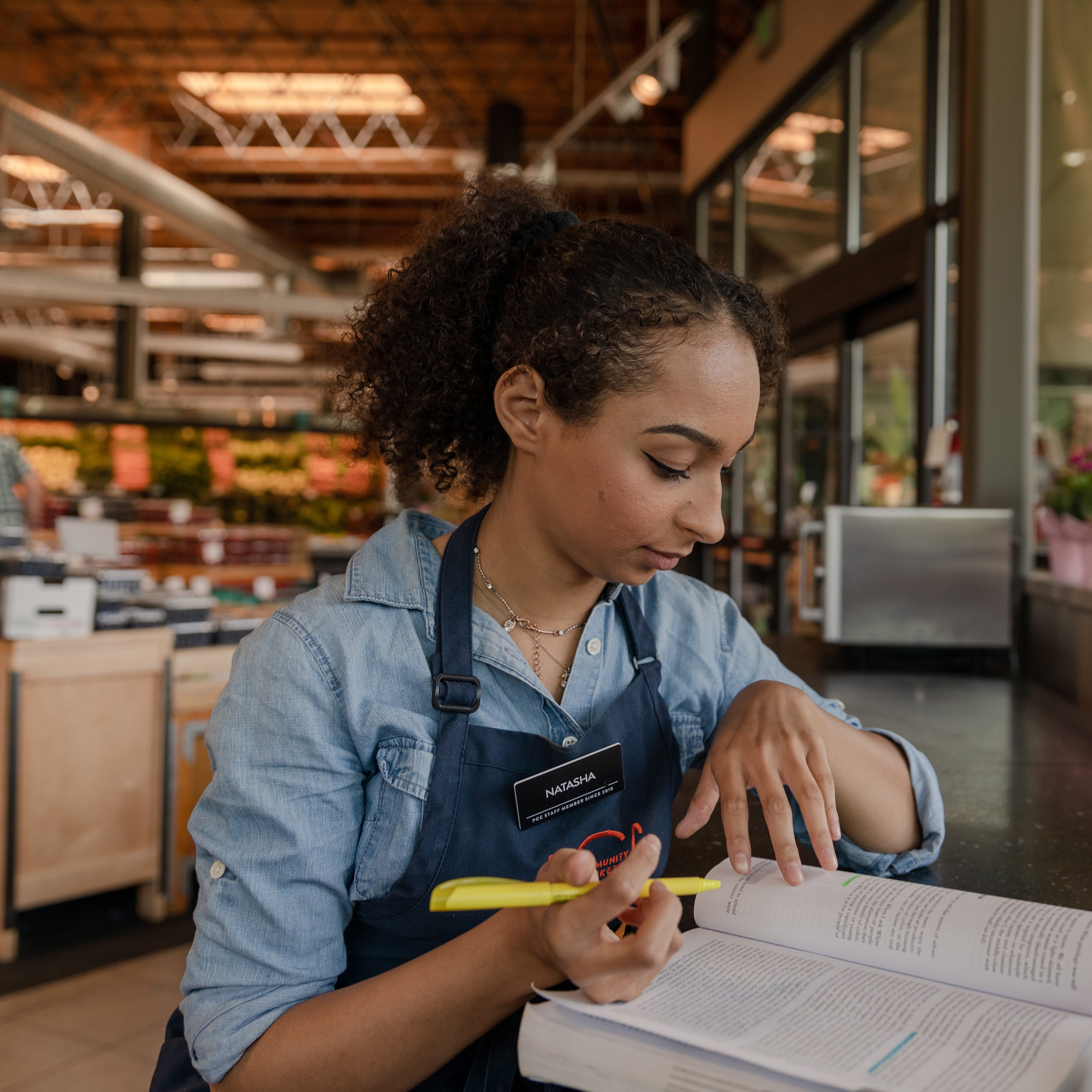 Natasha studying during break