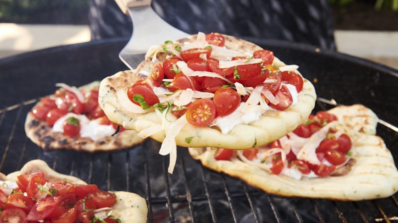 Grilled Basil Flatbread with Tomato Salsa