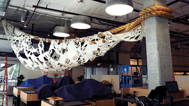 Celeste Cooning’s “Cloud Wave” installation at the West Seattle PCC.