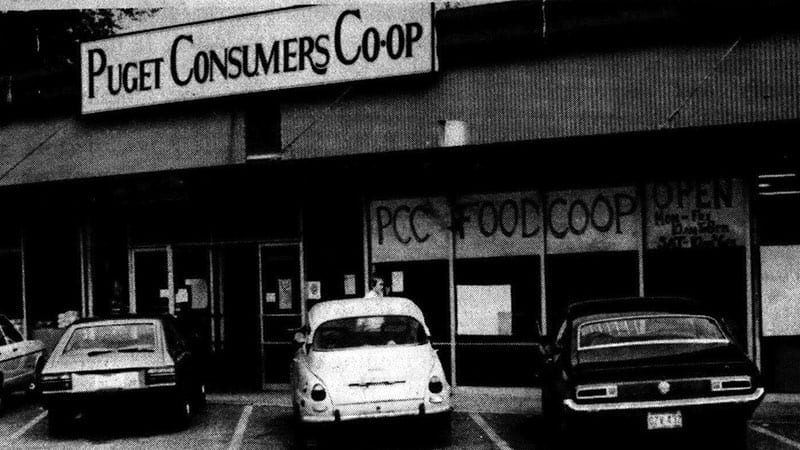Historical photo of a PCC store front