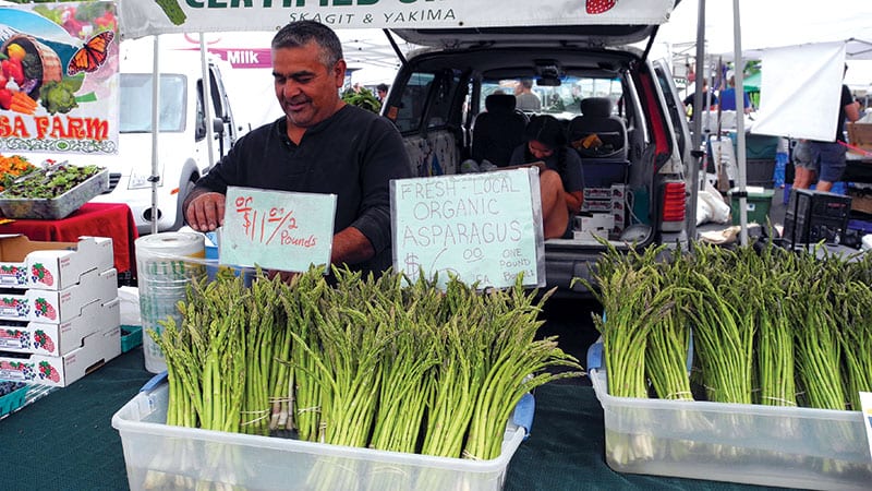 Asparagus vendor at a Farmers Market