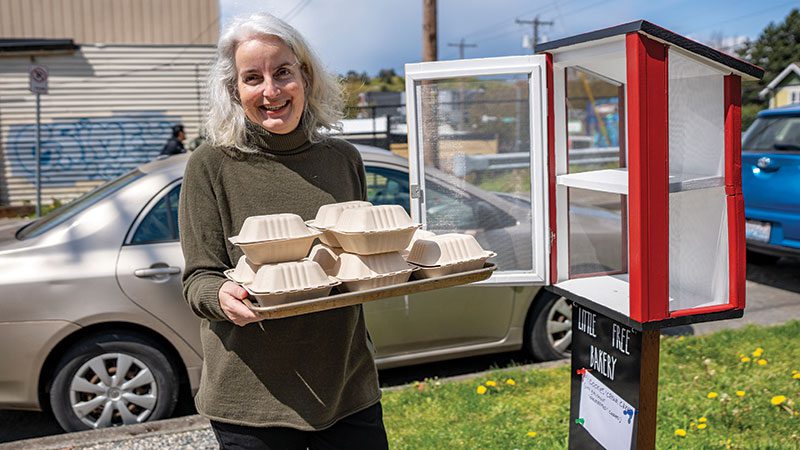 Jill Lightner in front of Little Free Bakery
