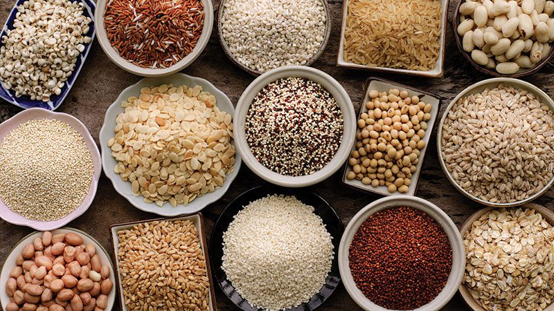 Variety of different grains
