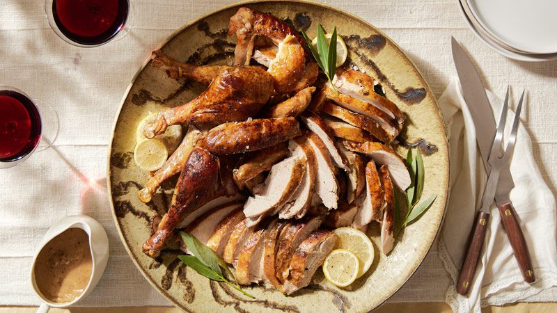 sliced turkey plated