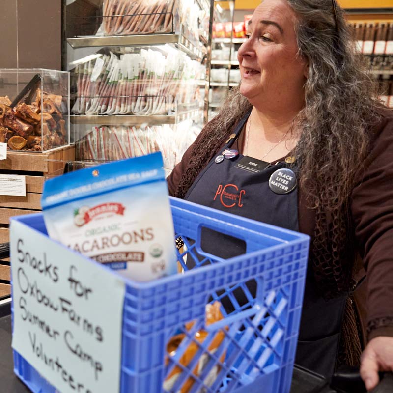 Kathi collecting donations