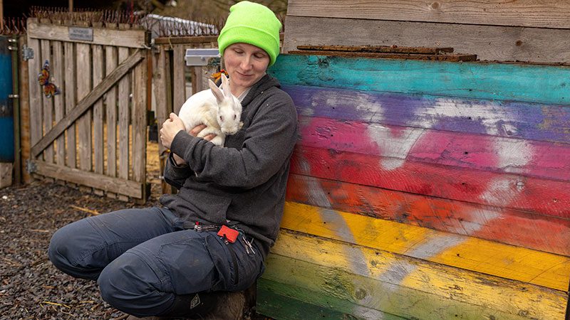 Farmer Frog with Rabbit