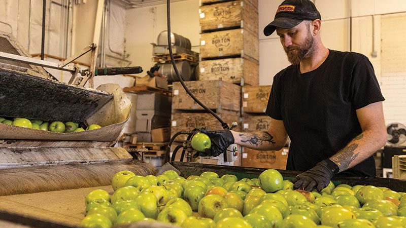 conveyor belt apples at Tieton Cidery