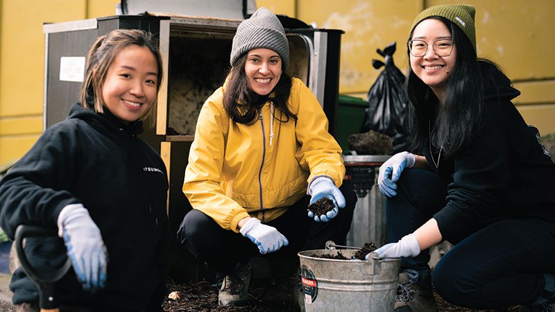 girls composting