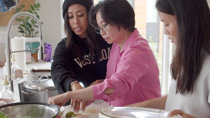 Trinh family in their kitchen