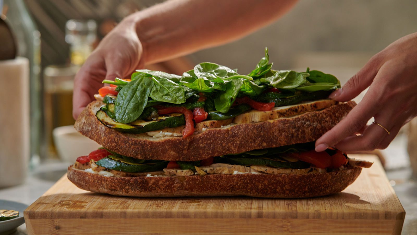 Layered Mediterranean Picnic Sandwich (for a Group!)