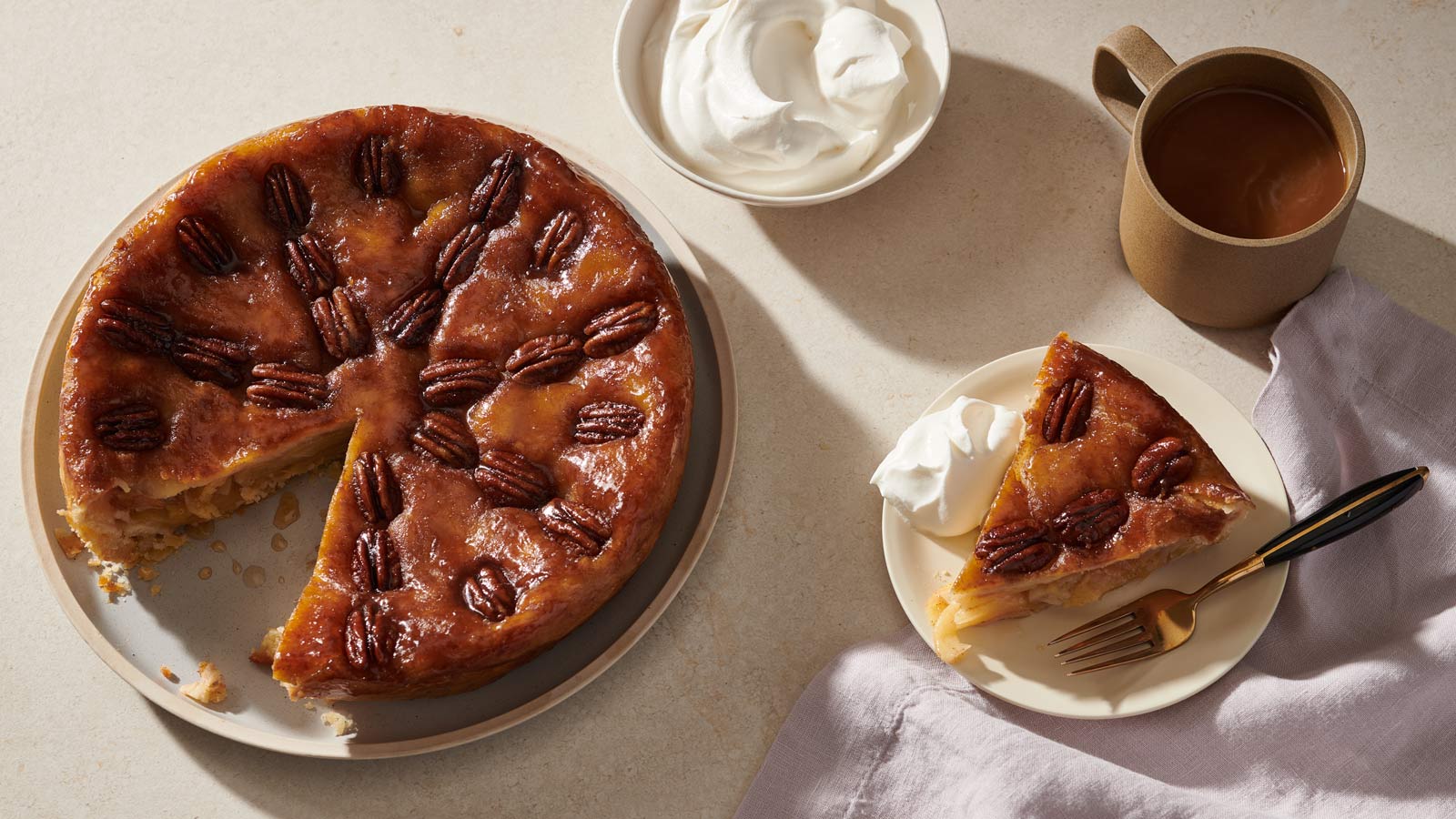 Upside-down Maple Praline Apple Pie