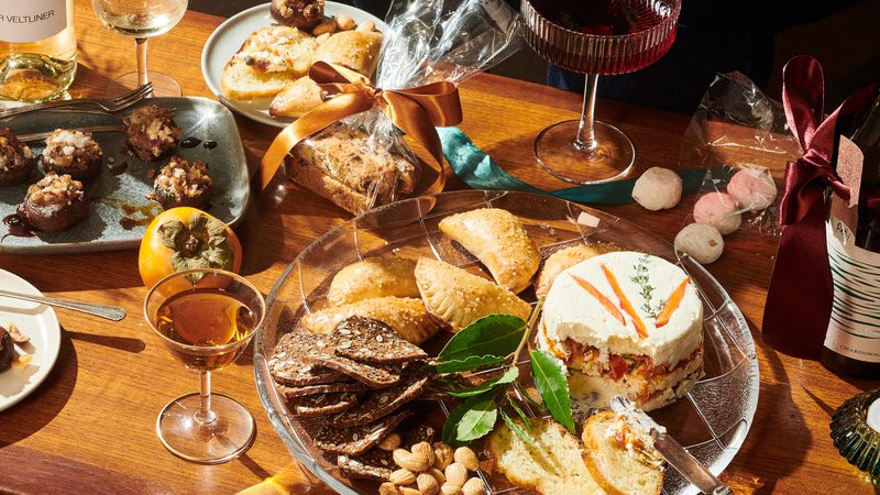 assortment of holiday pies