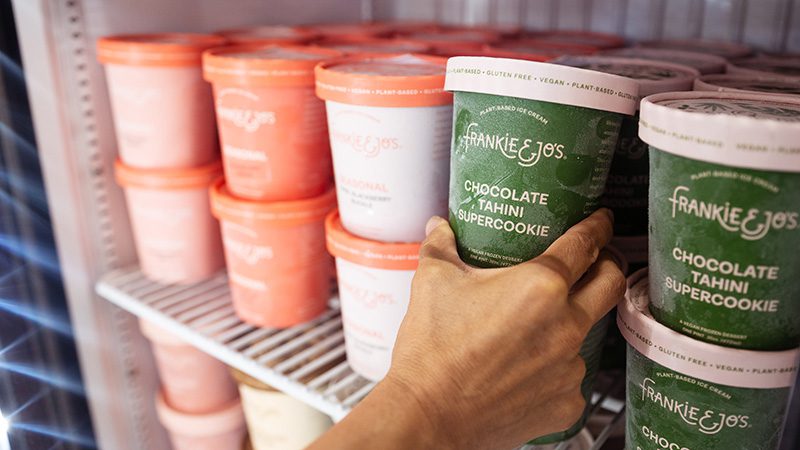 Some flavors of Frankie & Jo's plant-based ice cream.