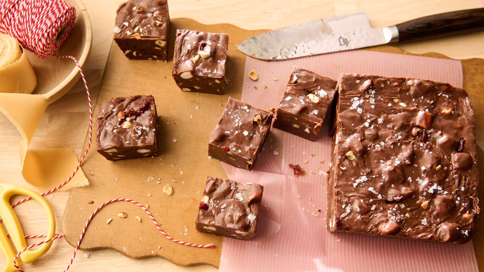 Chocolate Fudge with Roasted Hazelnuts and Dried Cherries