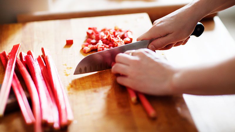 Frozen rhubarb chopped