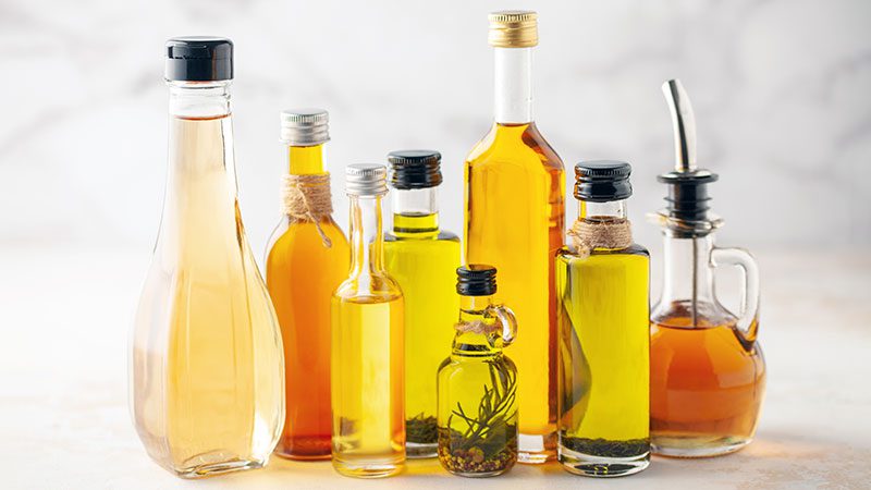 bottles of vegetable and seed oils