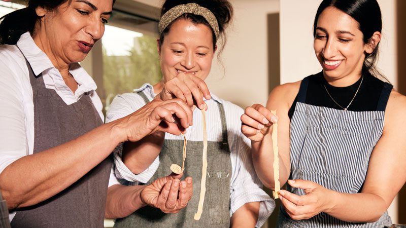 Pasta being made by hand.