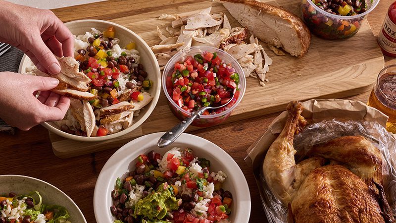 Easy meals with oven-roasted or rotisserie chickens